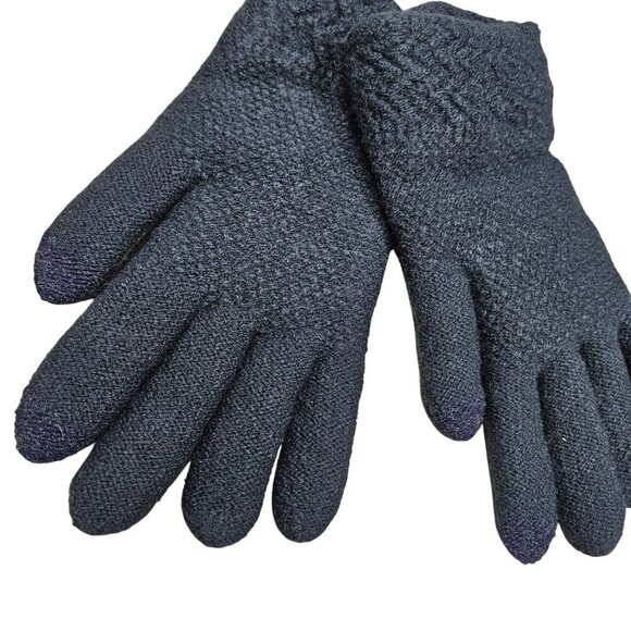 Brand Unknown NWT Chunky Knit Navy Gloves With Touchscreen Fingertips Warm Soft - Picture 2 of 6